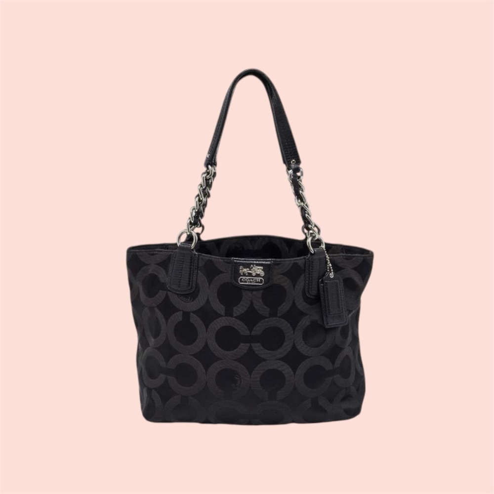 Coach Black Signature Chain Tote